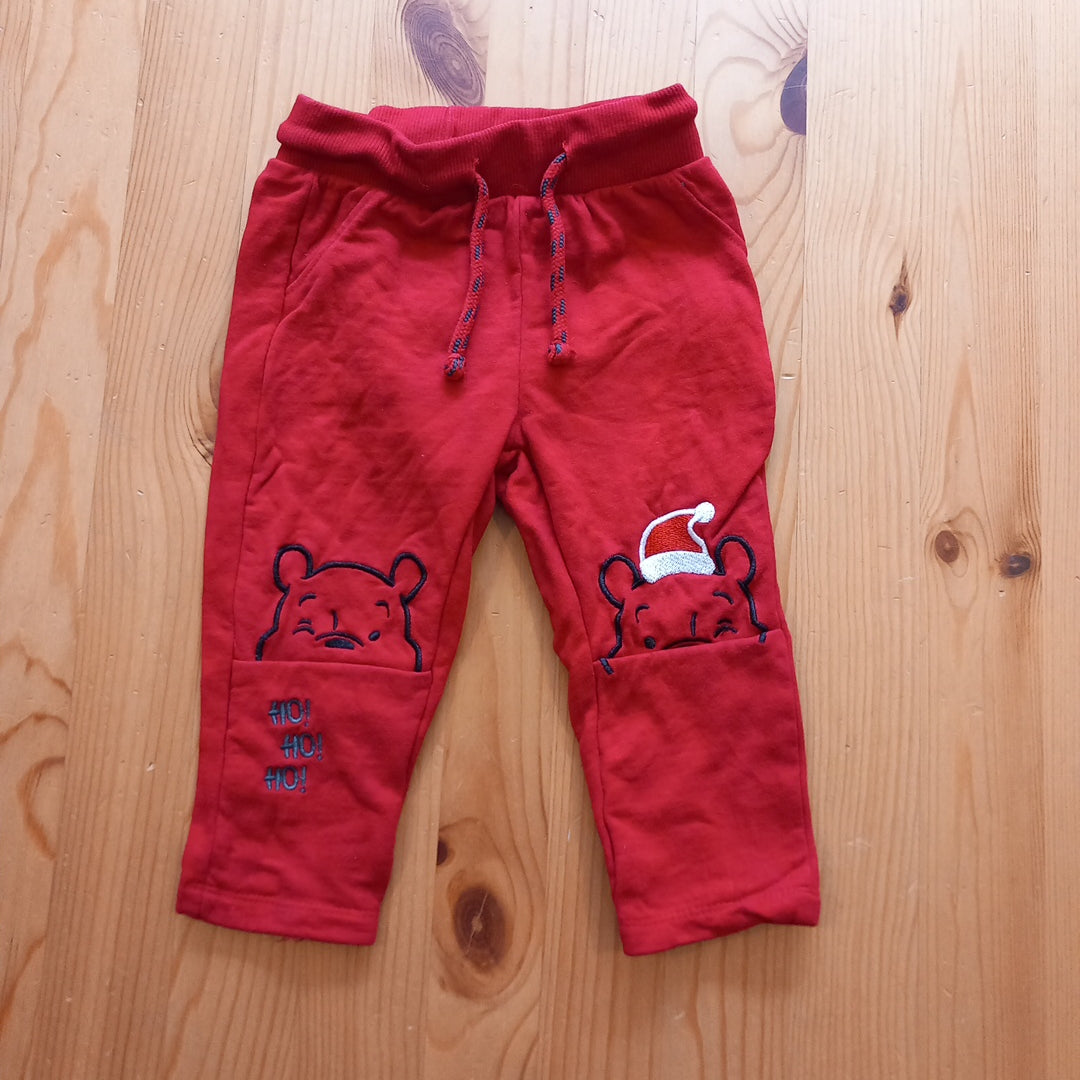 Red Christmas Winnie the Pooh Joggers - Unisex 9-12 months - Disney Baby