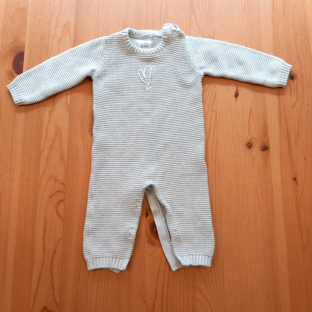 Grey Knitted Heart Romper - Girls 6-9 months - Mrs Hinch for F&F