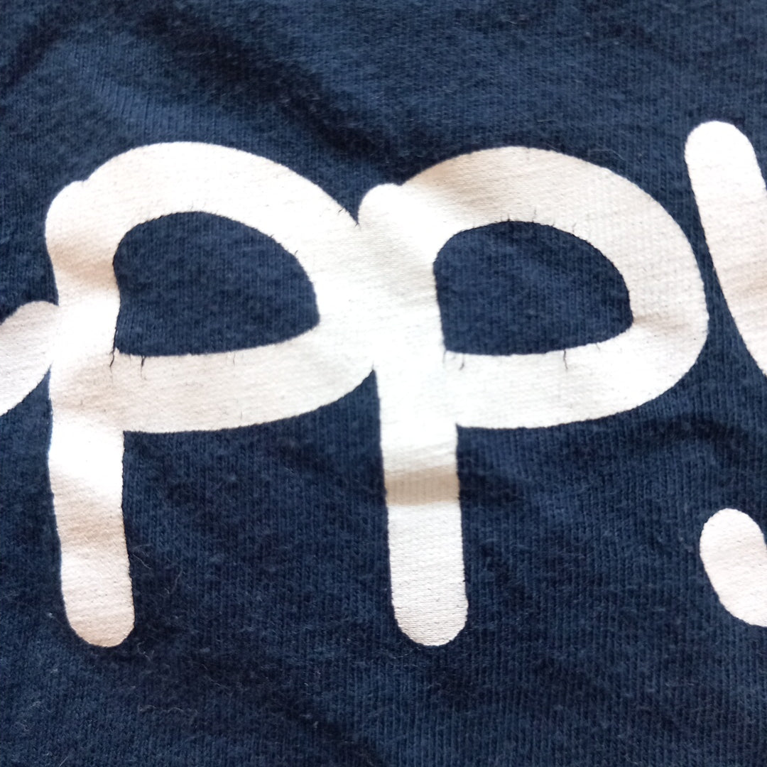 Long Sleeve Navy Happy Top (slight cracking to lettering) - Unisex 6-9 months - Matalan
