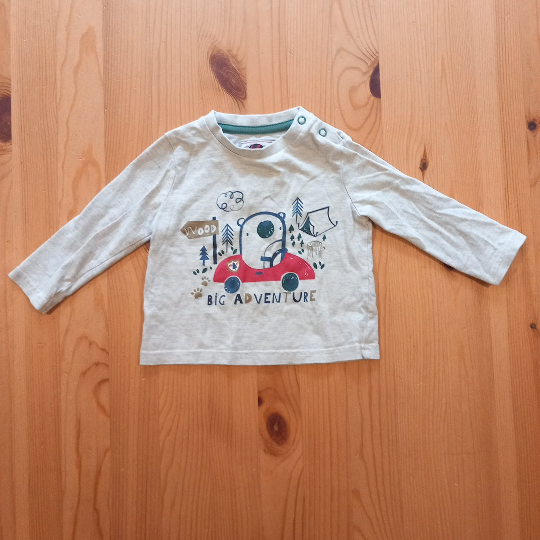 'Big Adventure' Grey Long Sleeve Top - Boys 3-6 months - TU