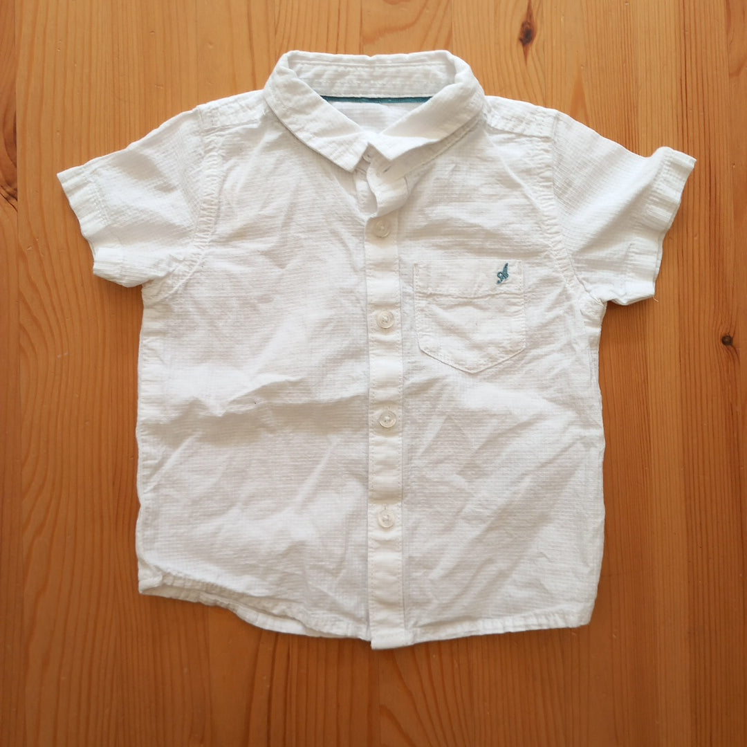 White Textured Short Sleeve Shirt - Boys 6-9 months - M&S