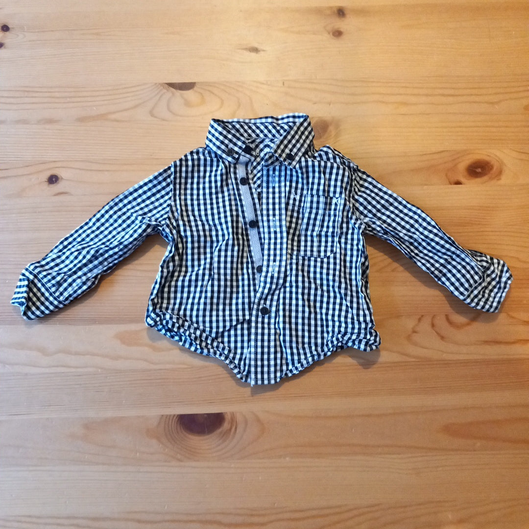 Black and White Checked Long Sleeve Shirt - Boys 12-18 months - Nutmeg