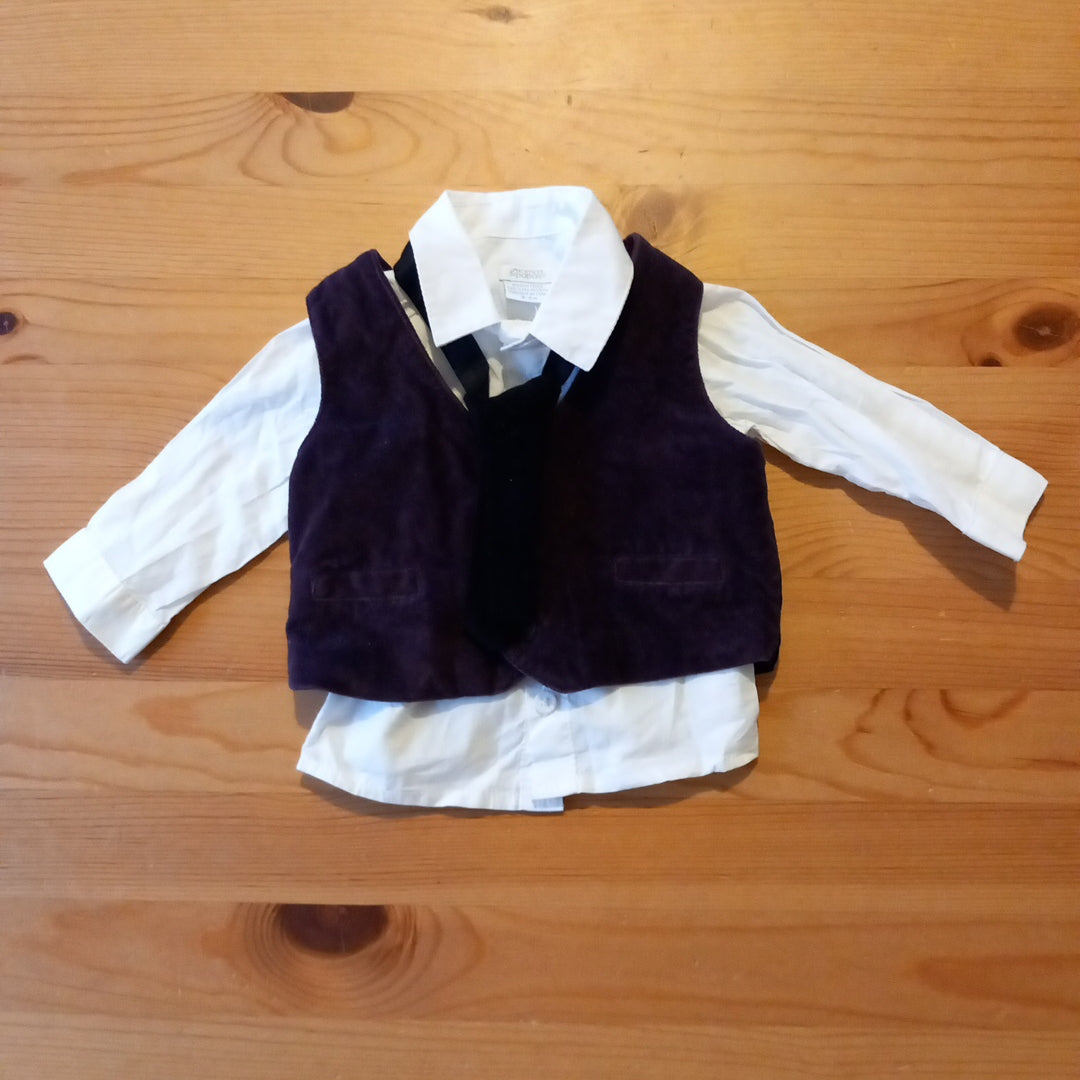 Shirt, Velvet Feel Waistcoat And Tie, Boys 3-6 months - Mamas and Papas
