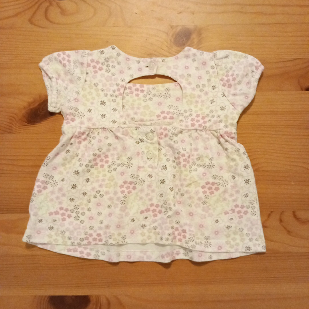 Pink Flowers Short Sleeve Top - Girls 3-6 months - Matalan