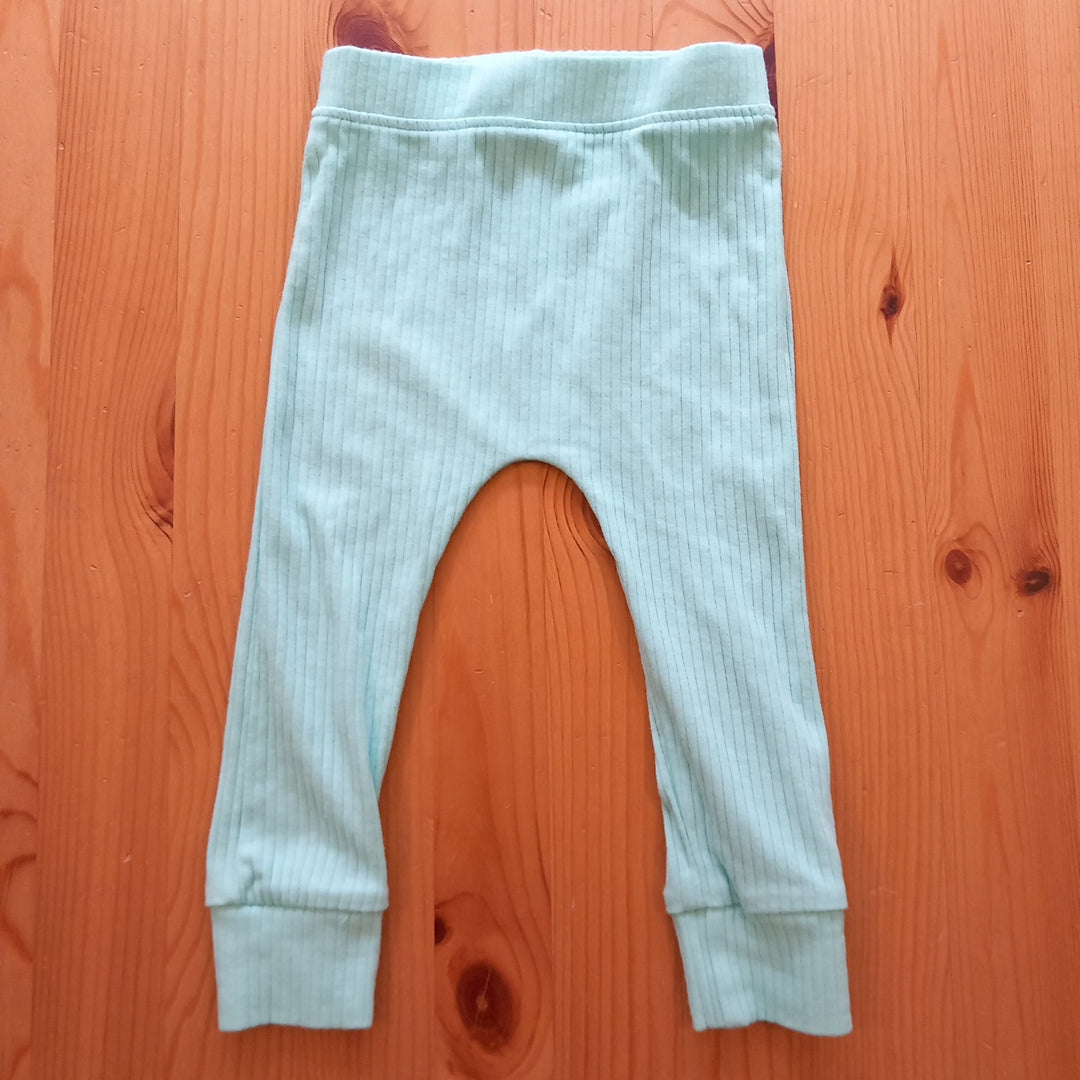 Turquoise Ribbed Leggings - Girls no label