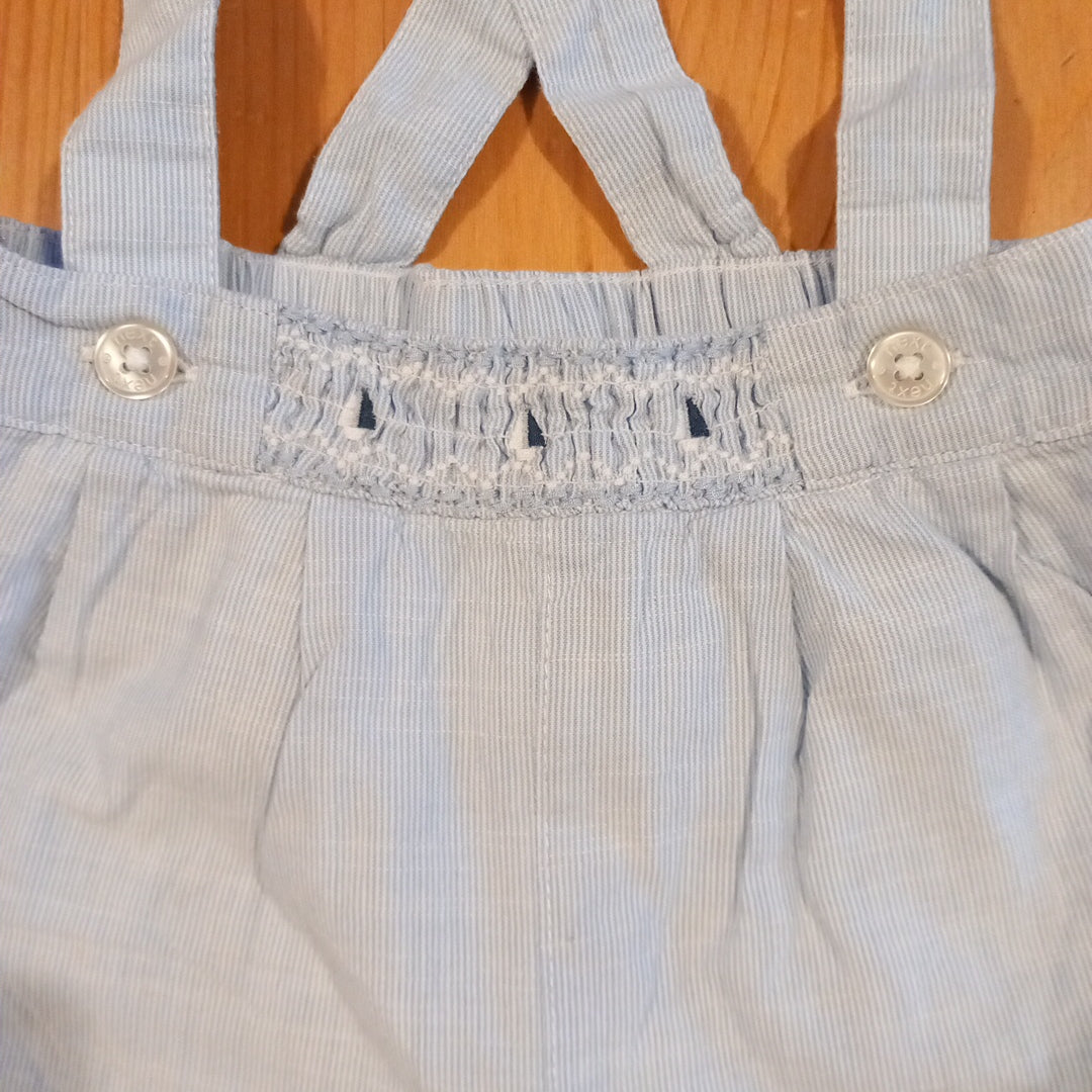 Blue And White Thin Striped Dungarees With Boats - Boys up to 3 months - Next