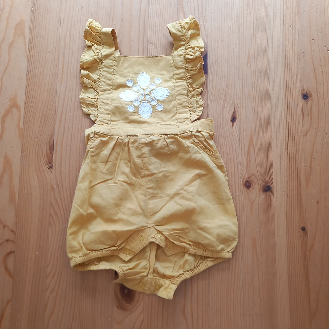 Mustard And White Sleeveless Romper - Girls 9-12 months - Matalan