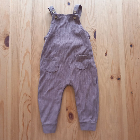 Brown Ribbed Dungarees - Unisex 9-12 months - George