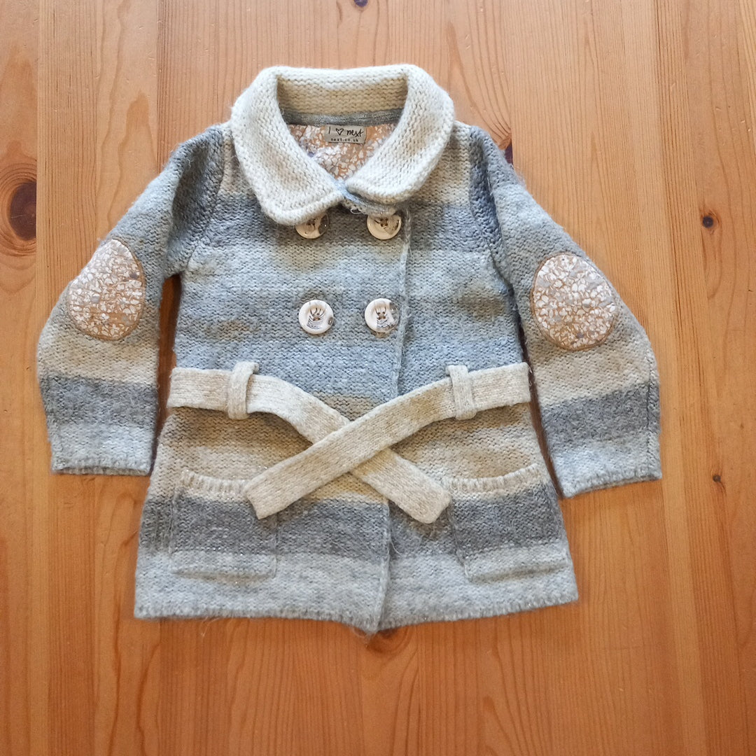 Striped Furry Long Cardigan With Collar - Girls 2-3 years - Next