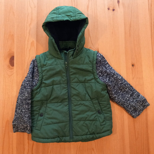 Green Coat With Contrast Sleeves - Boys 4-5 years - George
