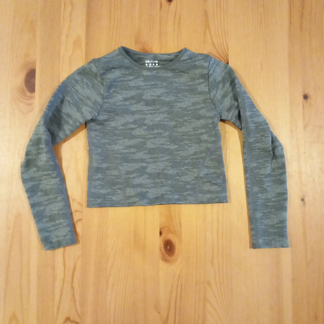 Playwear (mark on bottom of sleeve) Grey Cropped Top - Girls 8-9 years - Souluxe
