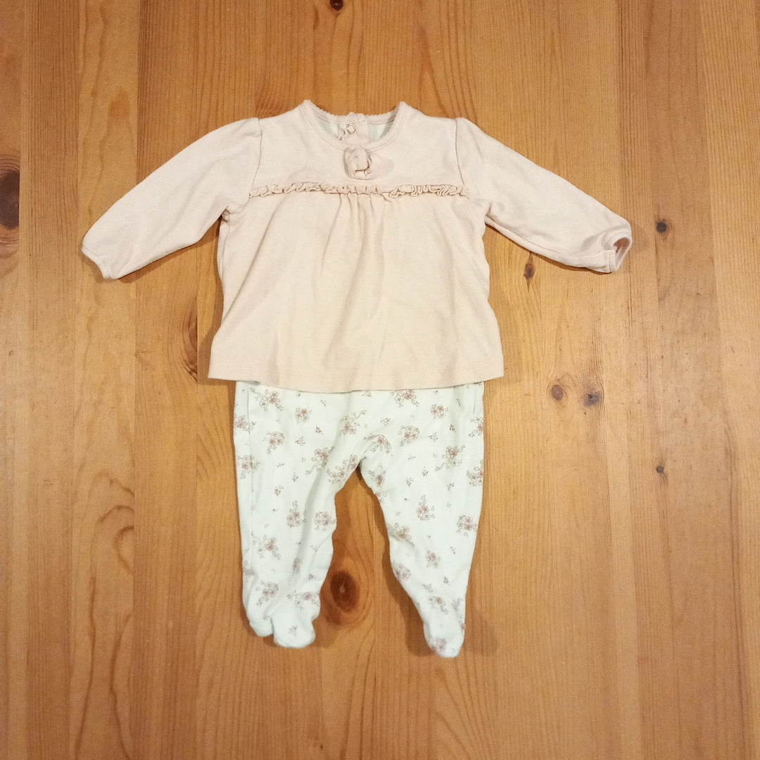 Pink Floral Outfit Look Sleepsuit - Girls 0-3 months - Matalan