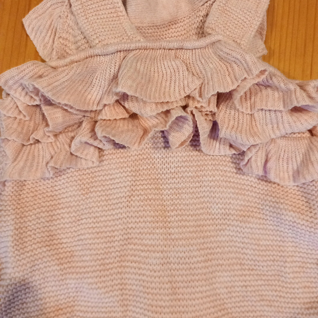 Light Pink Knitted Style Ruffle Dungarees - Girls 3-6 months - Mothercare