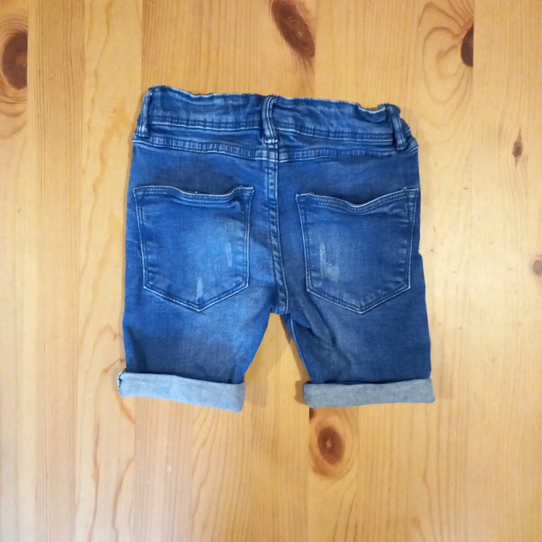 Skinny Distressed Look Denim Shorts With Adjustable Waistband - Boys 6 years - Matalan