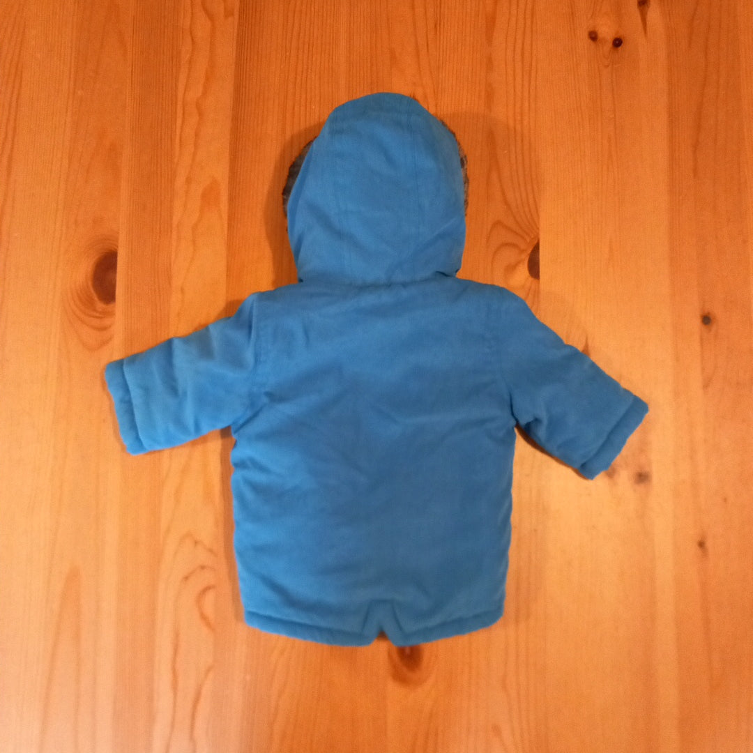 Blue Hooded Coat With Furry Inside - Boys 0-3 months - George