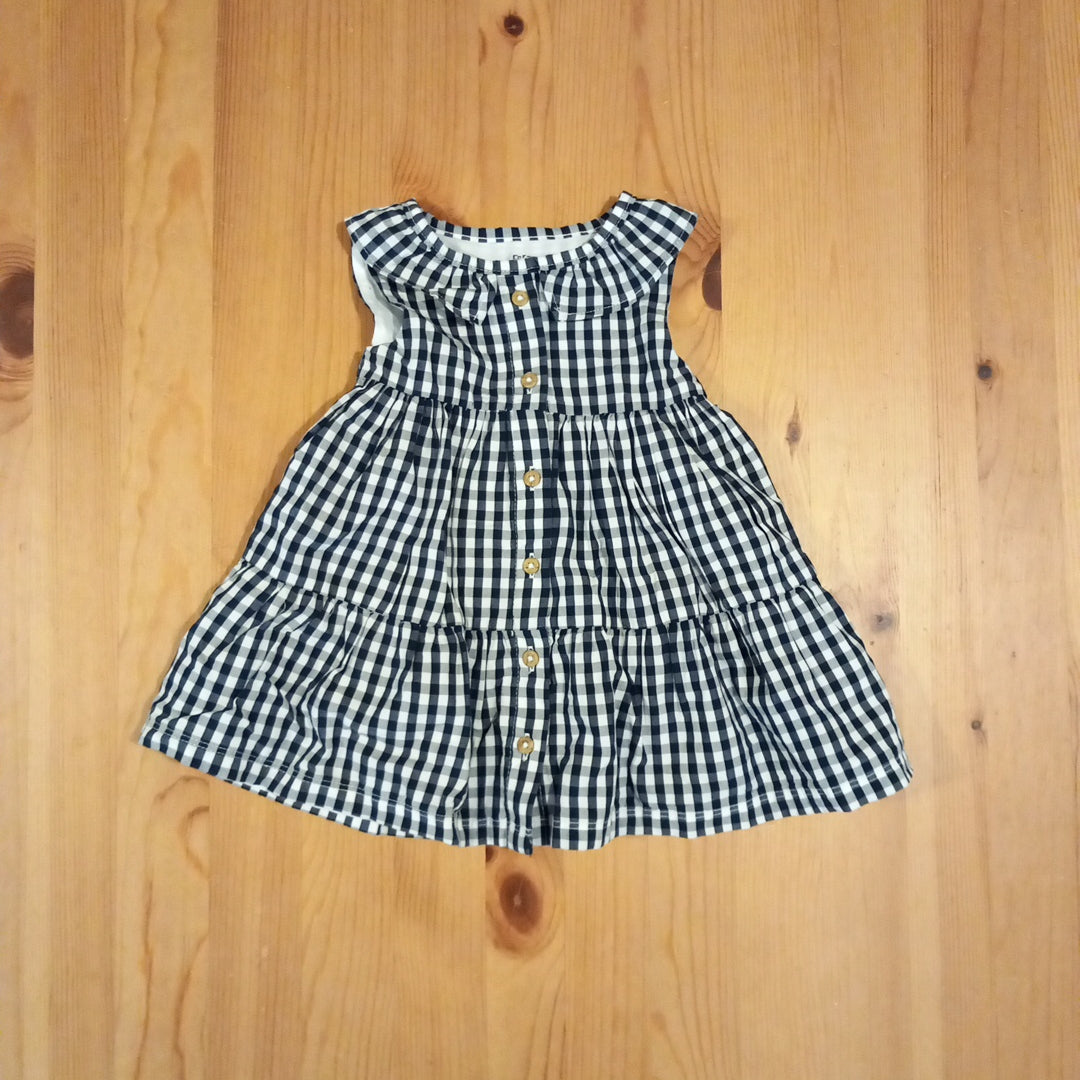 Black & White Button Front Lined Sleeveless Dress- Girls 6-9 months - F&F