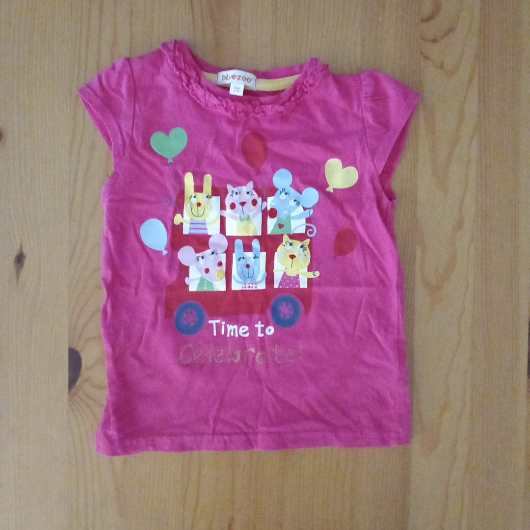 Pink 'Time To Celebrate' T-Shirt - Girls 2-3 years - Bluezoo