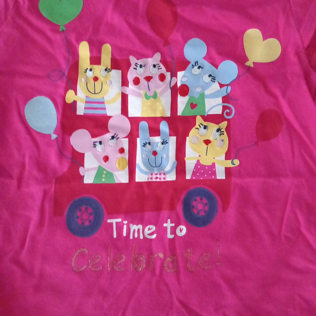 Pink 'Time To Celebrate' T-Shirt - Girls 2-3 years - Bluezoo