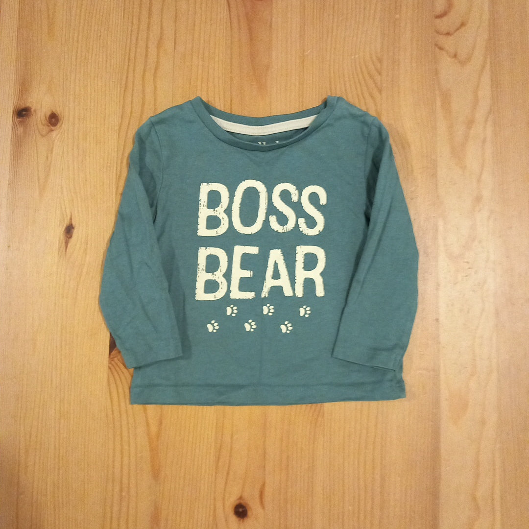 Green 'Boss Bear' Long Sleeve Top - Boys 6-9 months - Peacocks