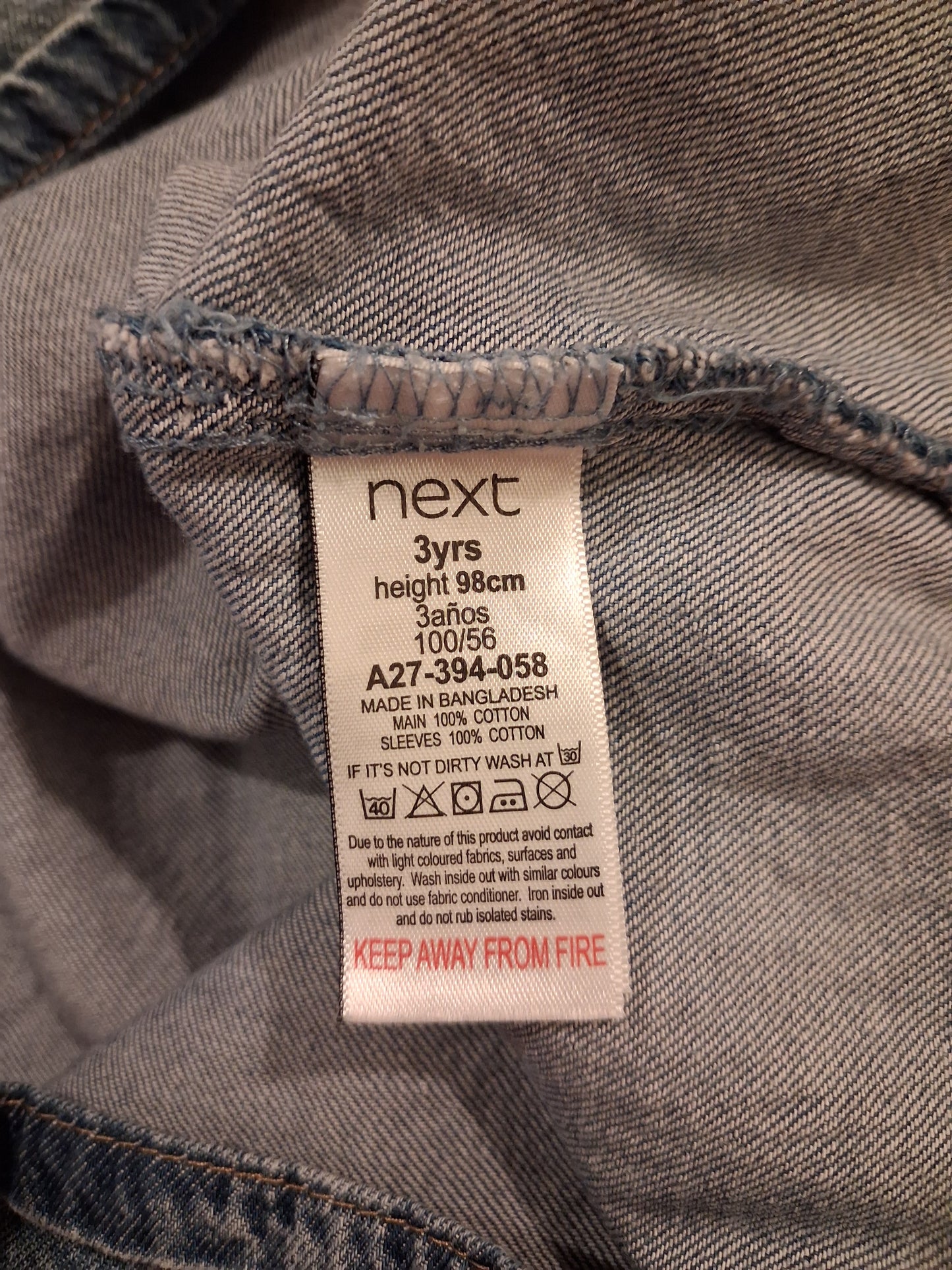 Denim Dress With Sunflowers Sleeves - Girls 3 years - Next