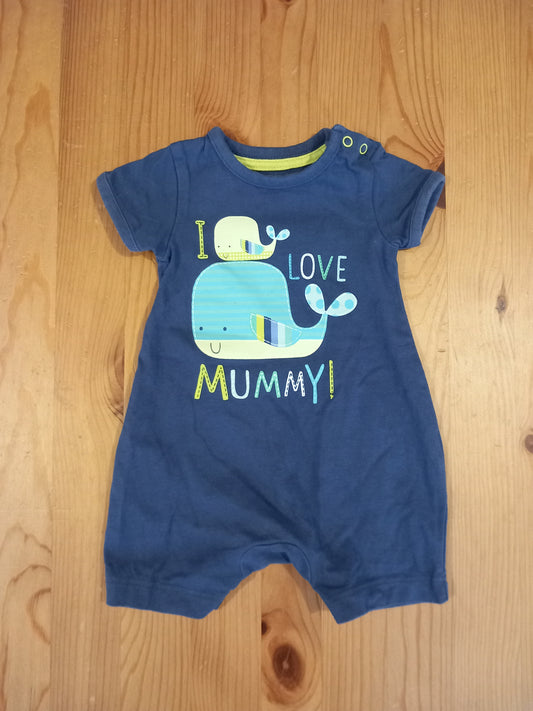 Navy 'I Love Mummy' Romper - Boys up to 3 months - TU