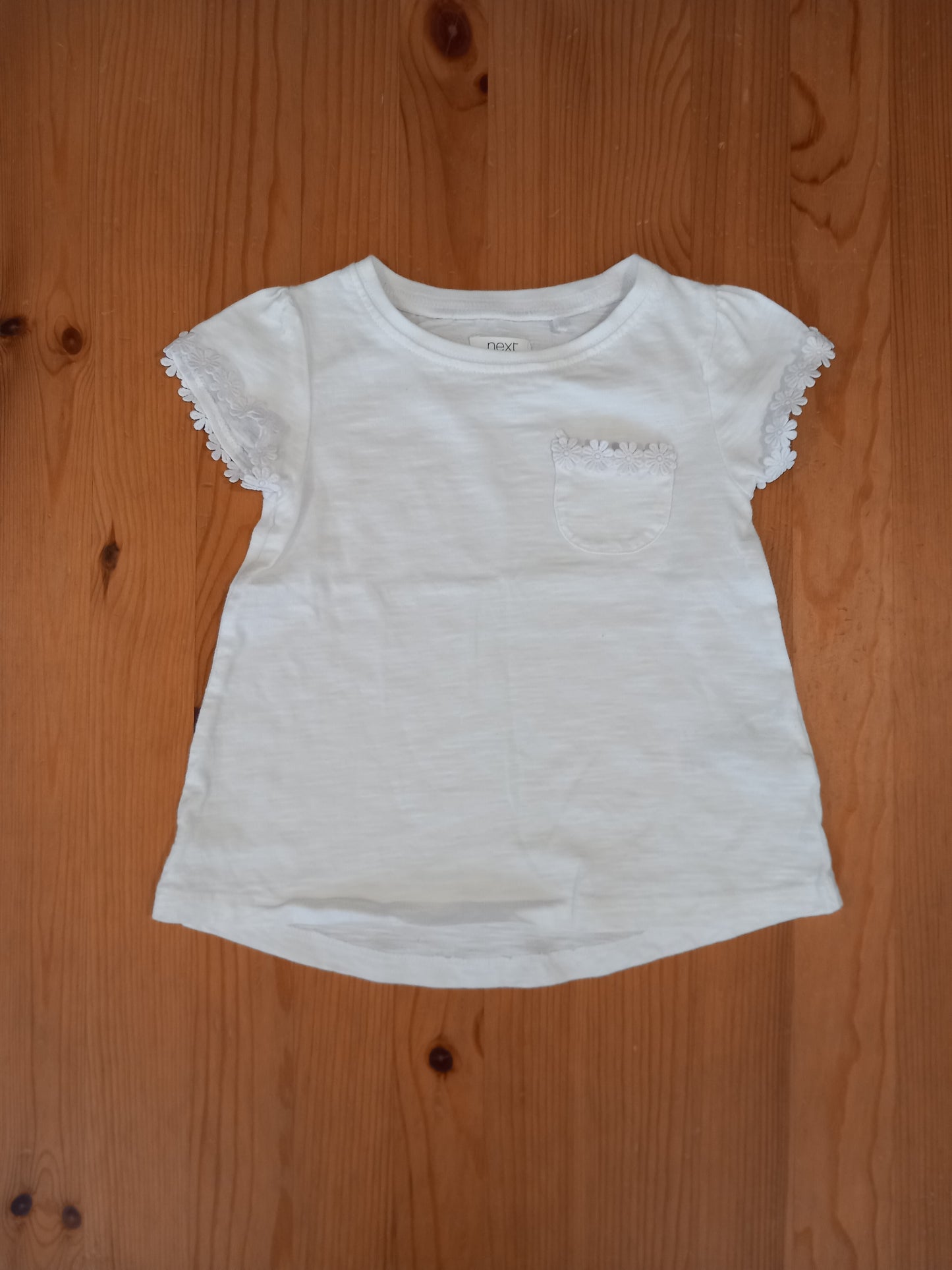 White T-Shirt With Feature Pocket & Sleeves - Girls 3 years - Next