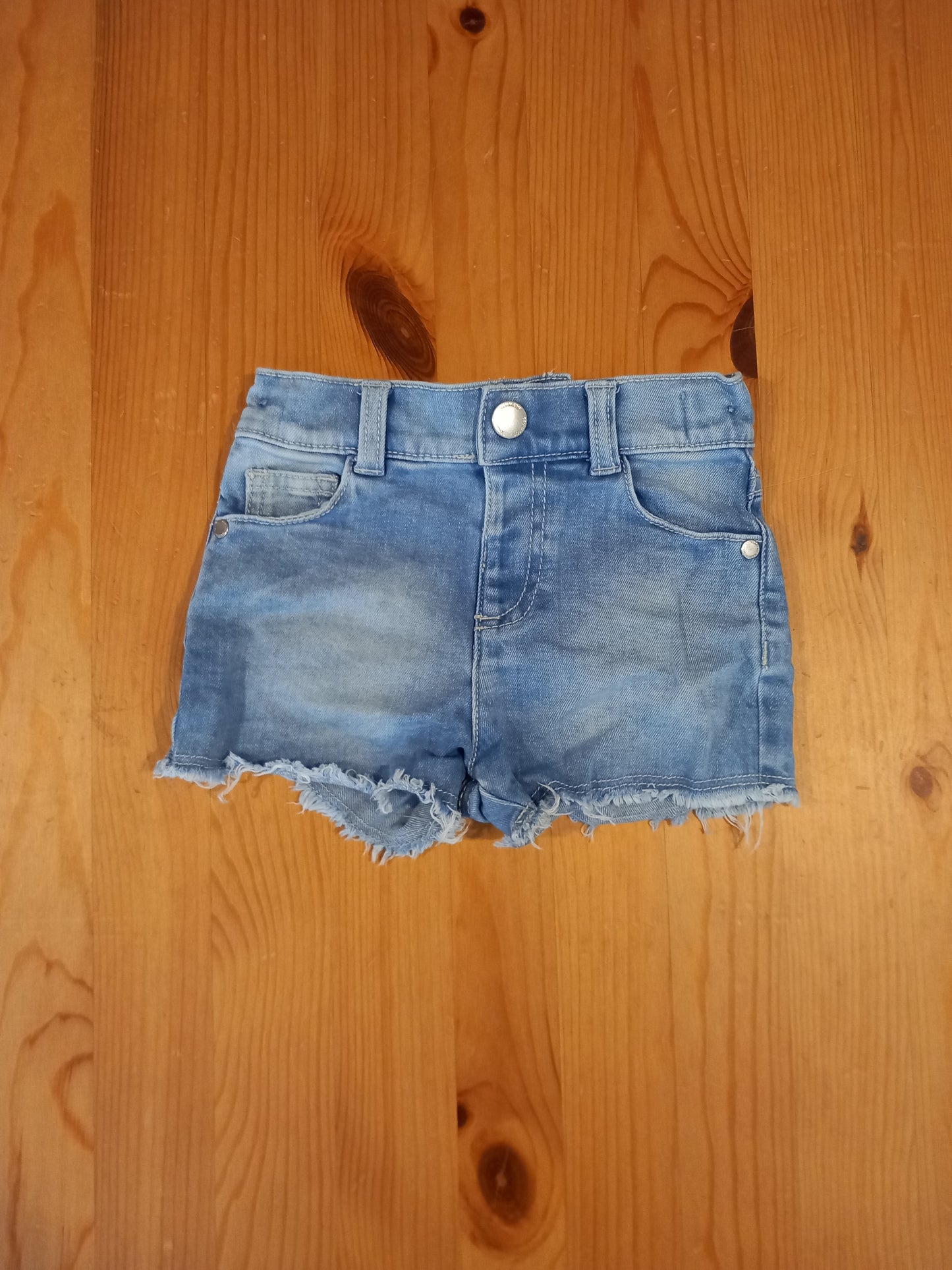Distressed Look Denim Shorts With Adjustable Waistband - Girls 12-18 months - F&F