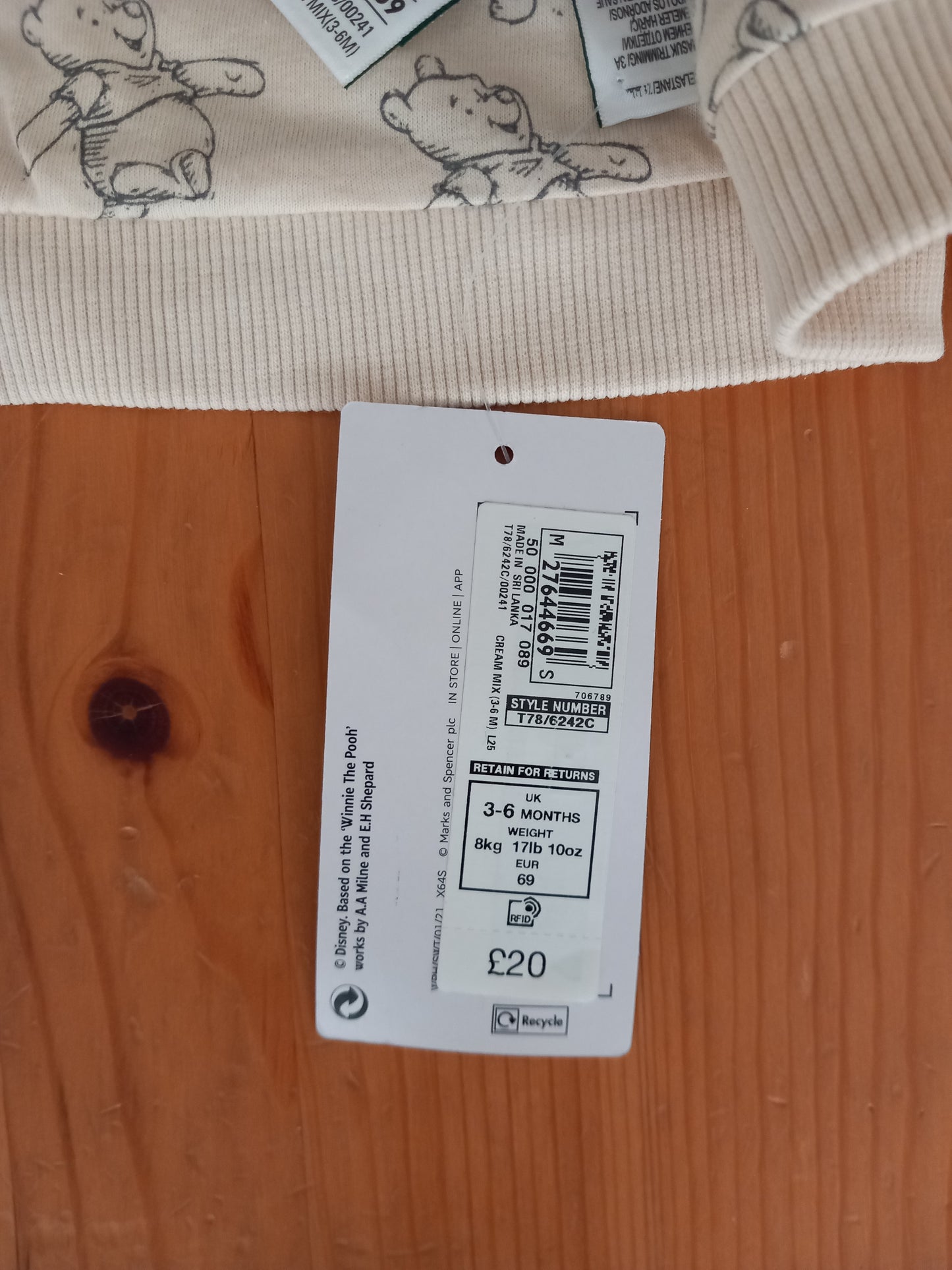 Winnie The Pooh Furry Jacket (BNWT) - Unisex 3-6 months - M&S