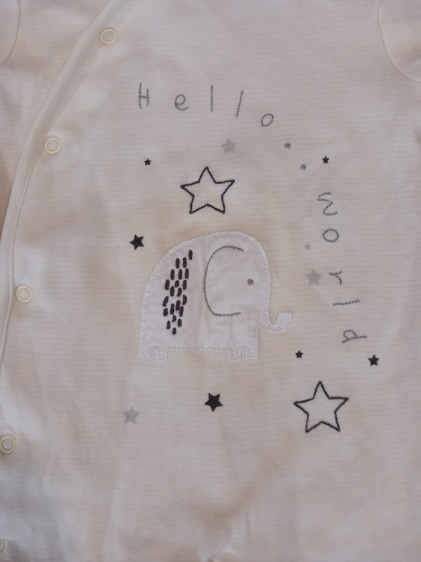 'Hello World' Elephant Short Sleeve Romper - Unisex 6-9 months - Mini Club