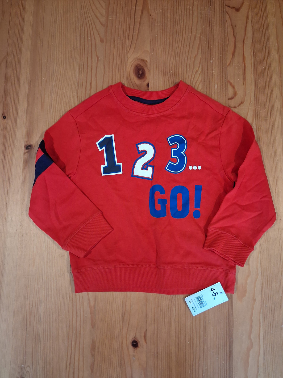 Red '1, 2, 3... Go!' Lightweight Sweatshirt - Boys 4-5 years - Mothercare