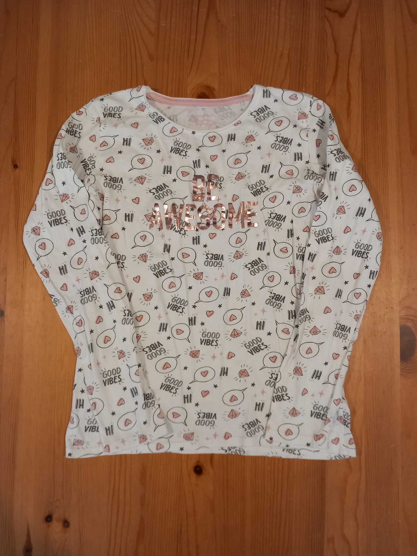 'Be Awesome' Long Sleeve Top - Girls 12-13 years - Primark