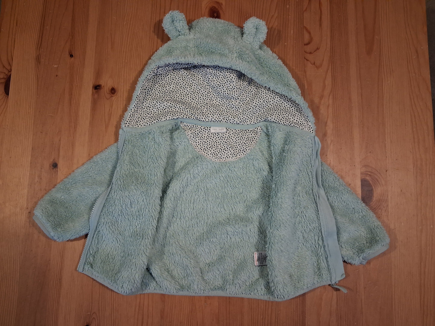 Light Green Furry Jacket/ Hoodie With Ears - Girls 12-18 months - Next