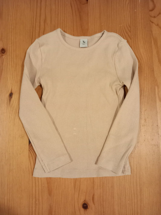 Beige Ribbed Long Sleeve Top - Girls 2-3 years - TU