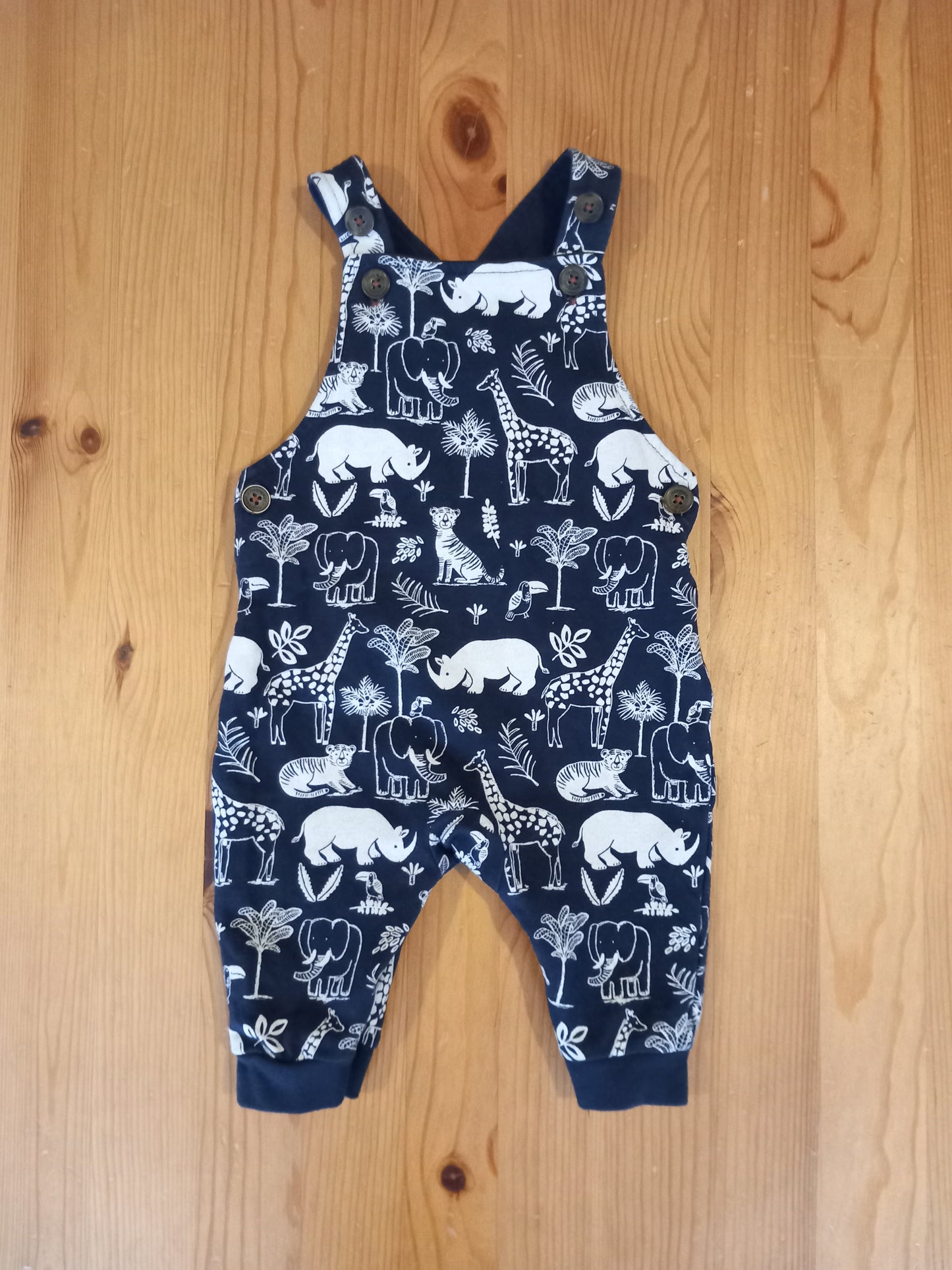 Animals Dungarees & Long Sleeve Bodysuit Set - Boys 3-6 months - Mantaray