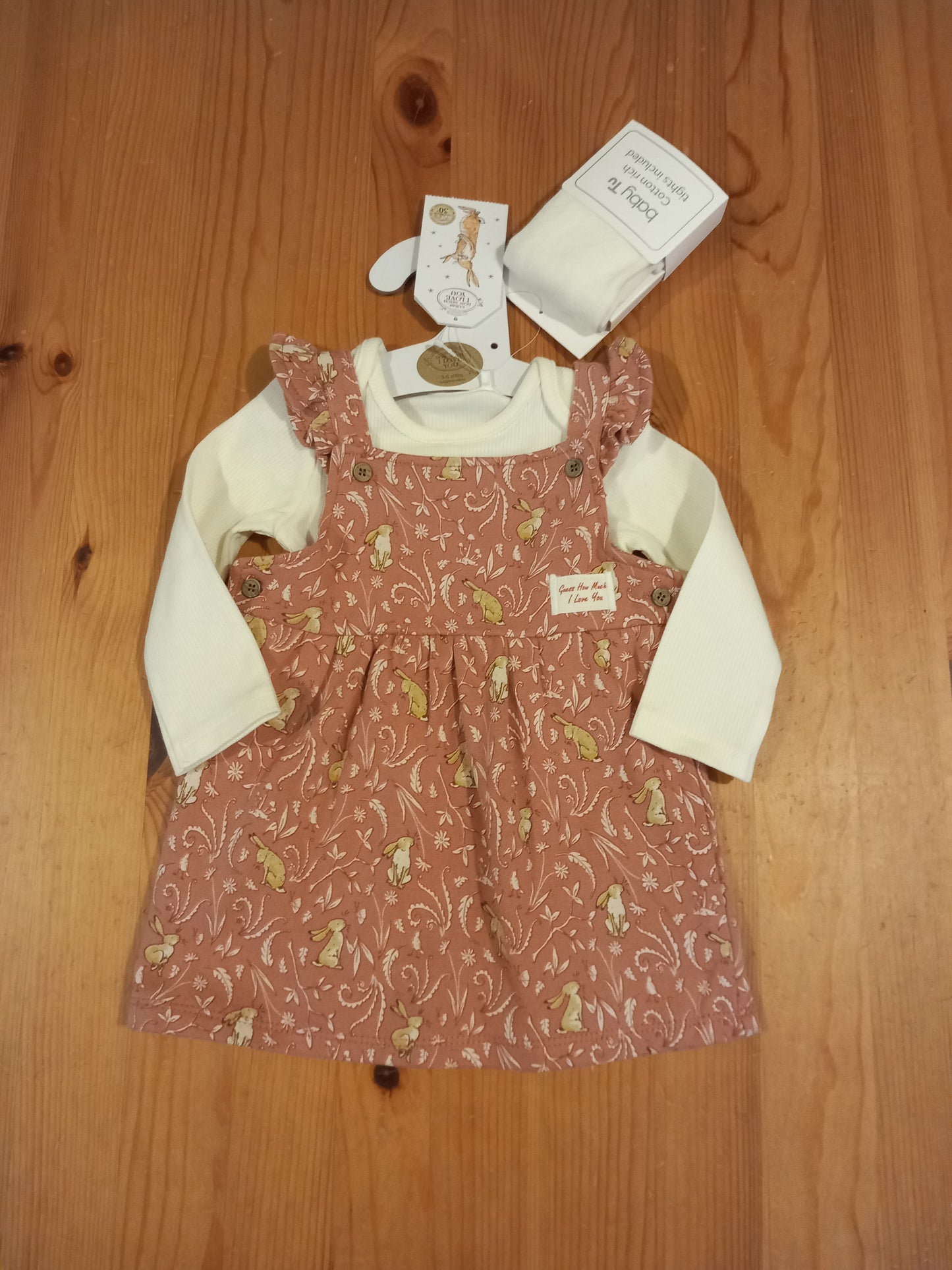 Guess How Much I Love You Dress, Bodysuit & Tights Set (BNWT) - Girls 3-6 months - TU
