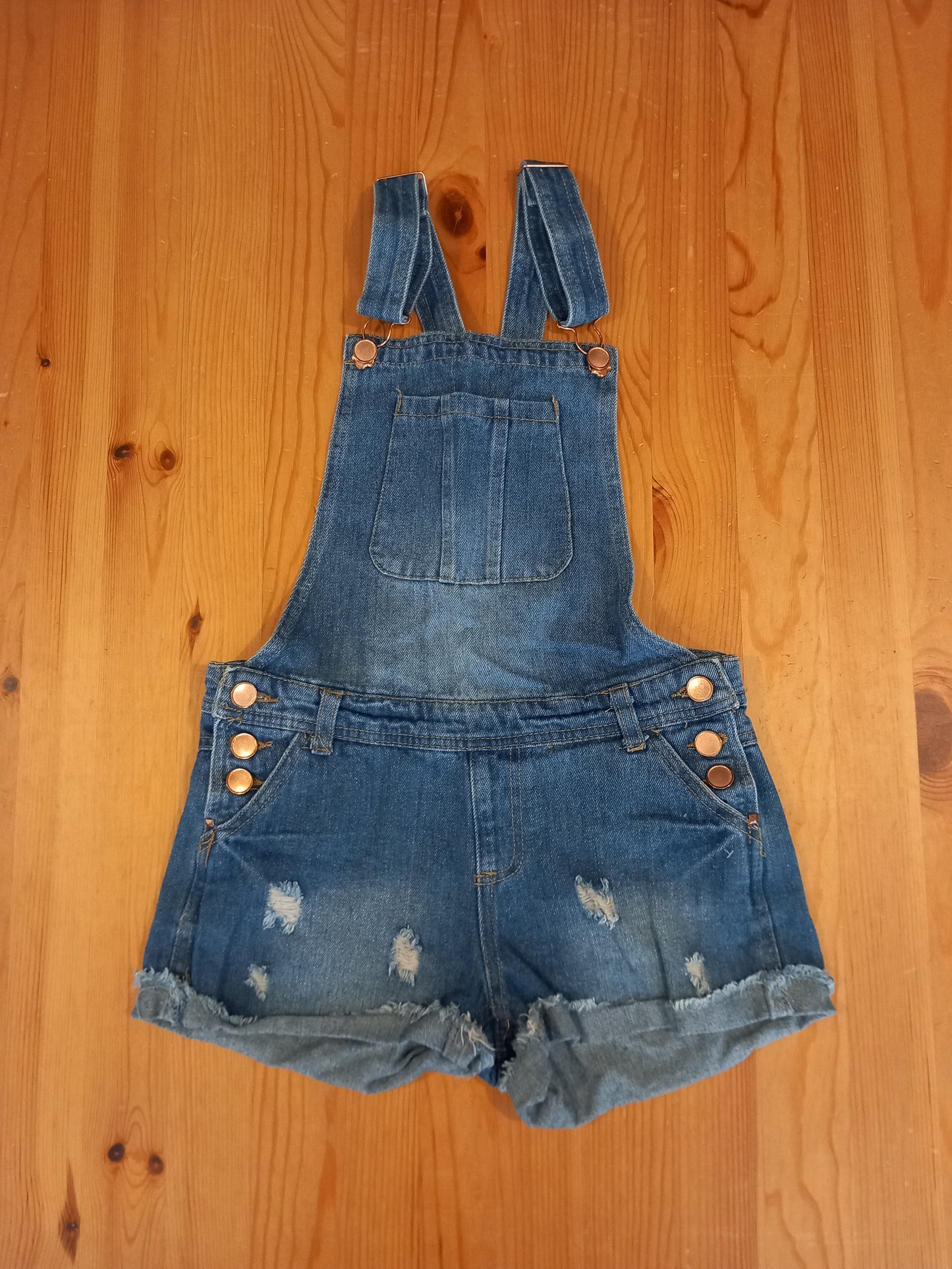 Distressed Look Demin Shorts Dungarees - Girls 10-11 years - Primark