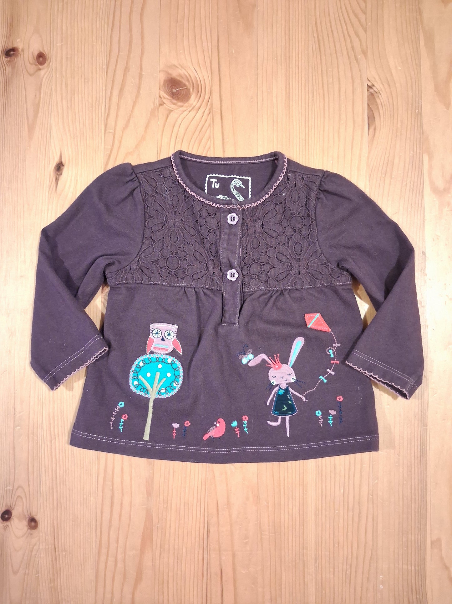 Purple Pictures Long Sleeve Top - Girls 6-9 months - TU