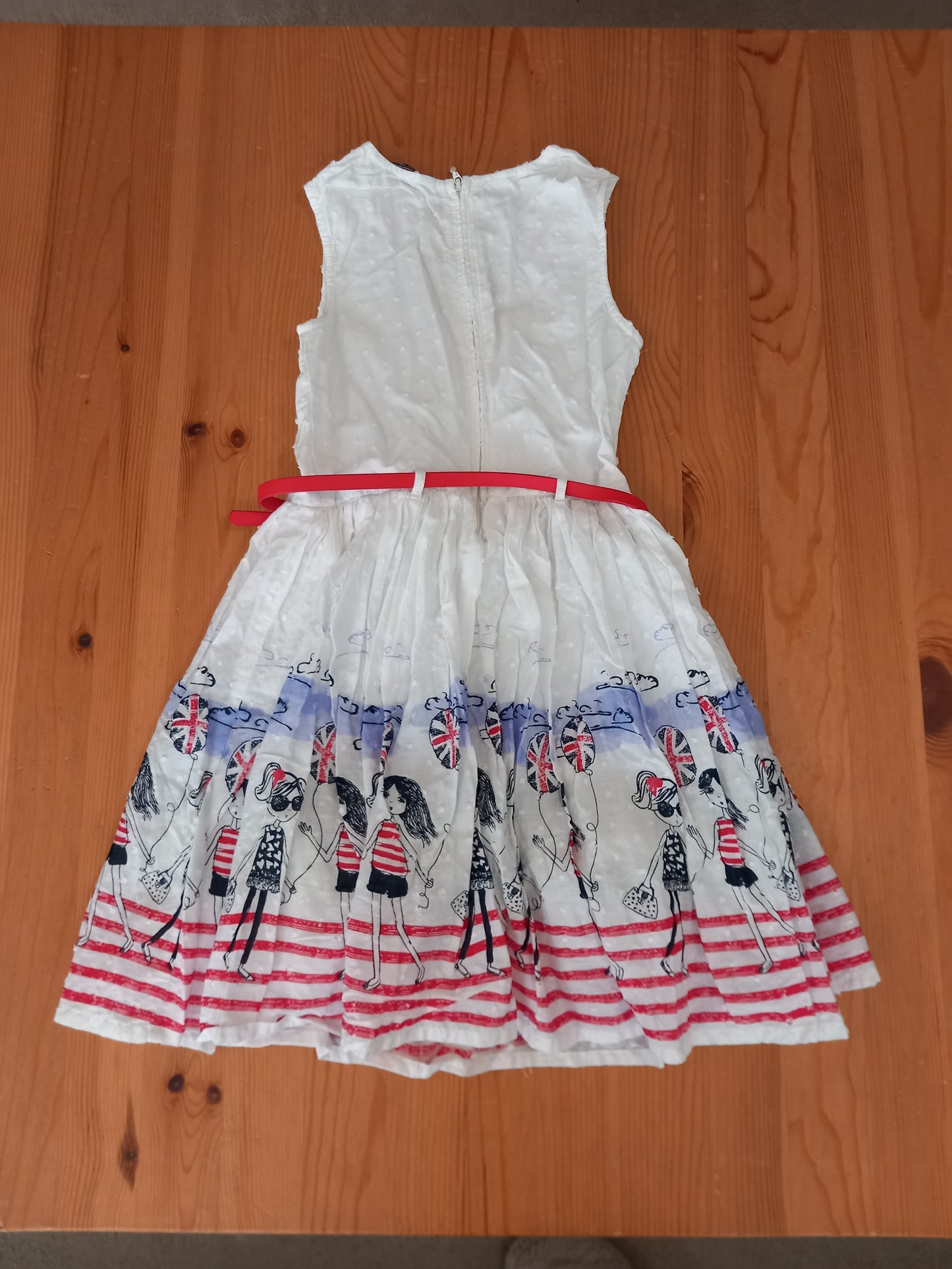Lined Pictures Dress With Belt - Girls 7-8 years - George