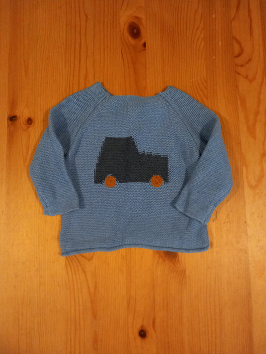 Blue Car Knitted Style Jumper - Boys 3-6 months - Next