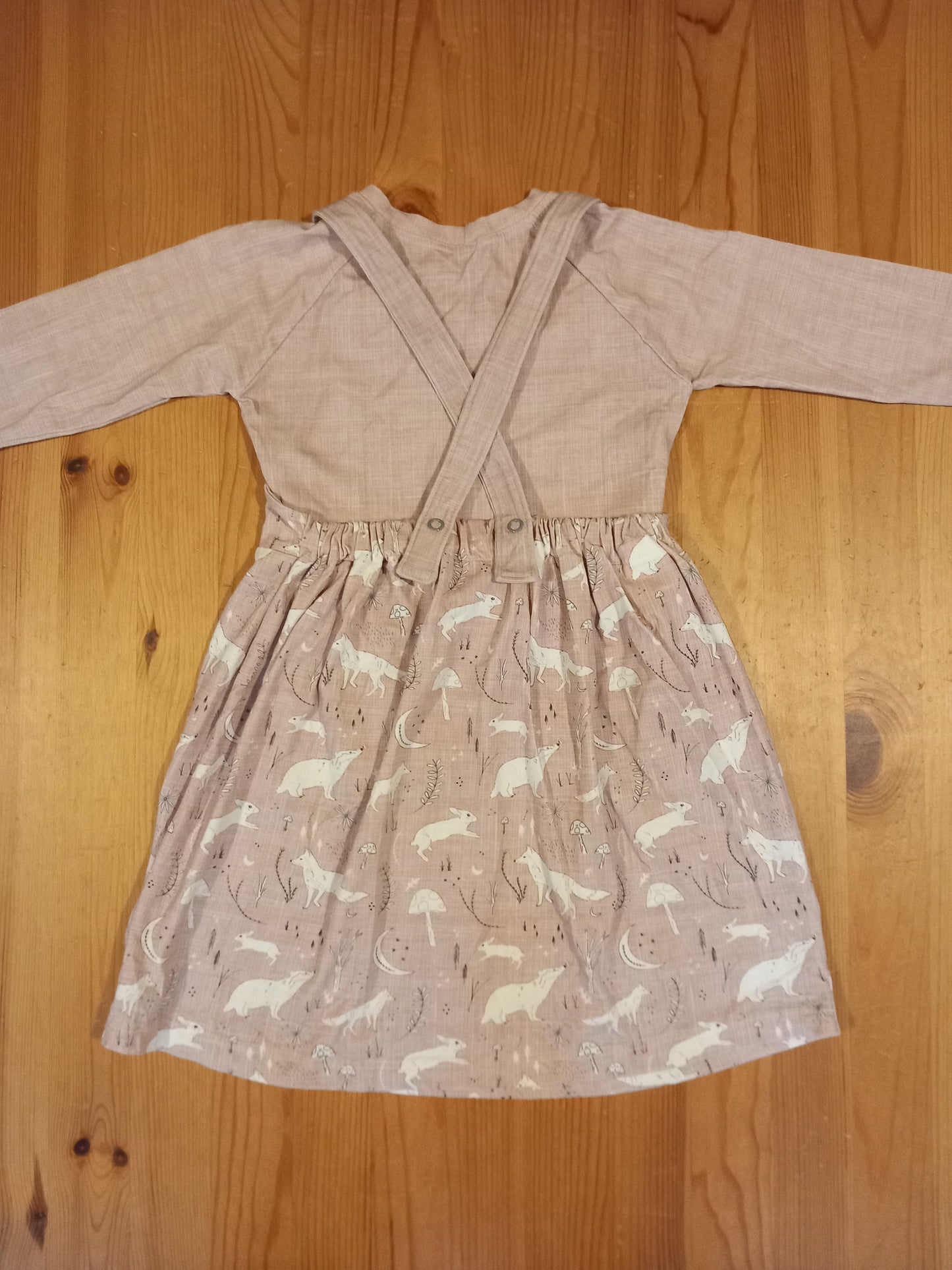 Handmade Light Pink Nature Pinafore Dress & Long Sleeve Top Set - Girls 4-5 years - Little Stitch & Me