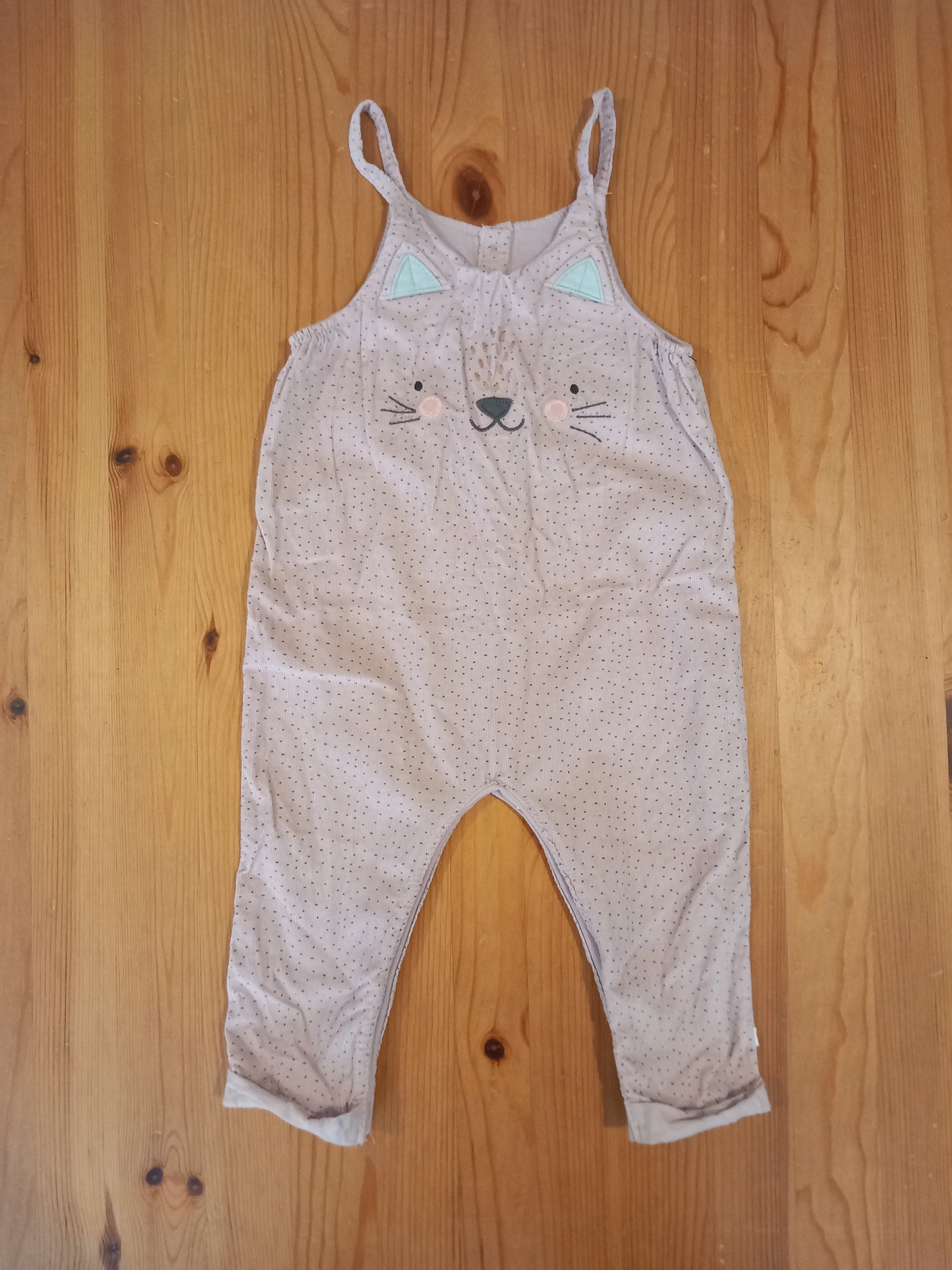 Light Pink Fine Corduroy Cat Dungarees - Girls 12-18 months - Next