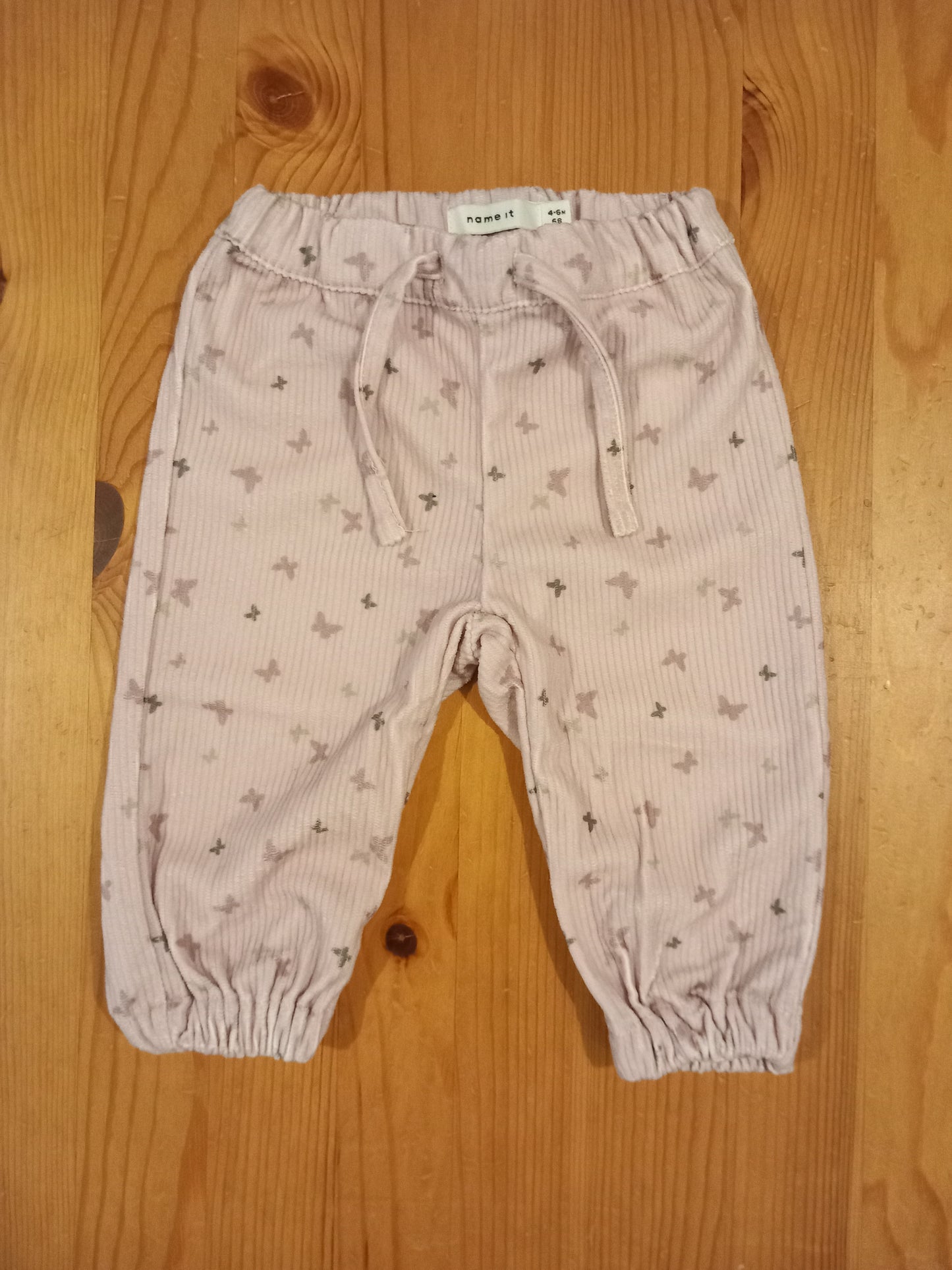 Soft Feel Ribbed Butterfly Trousers With Adjustable Waistband - Girls 4-6 months - Name It