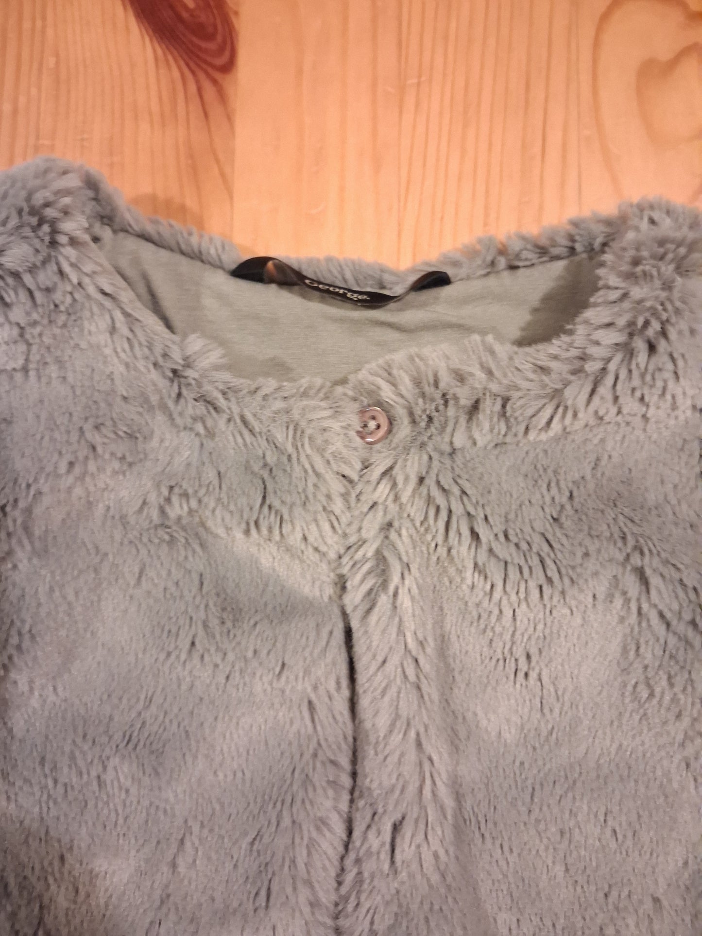 Lined Grey Furry Shorter Length Waistcoat - Girls 2-3 years - George