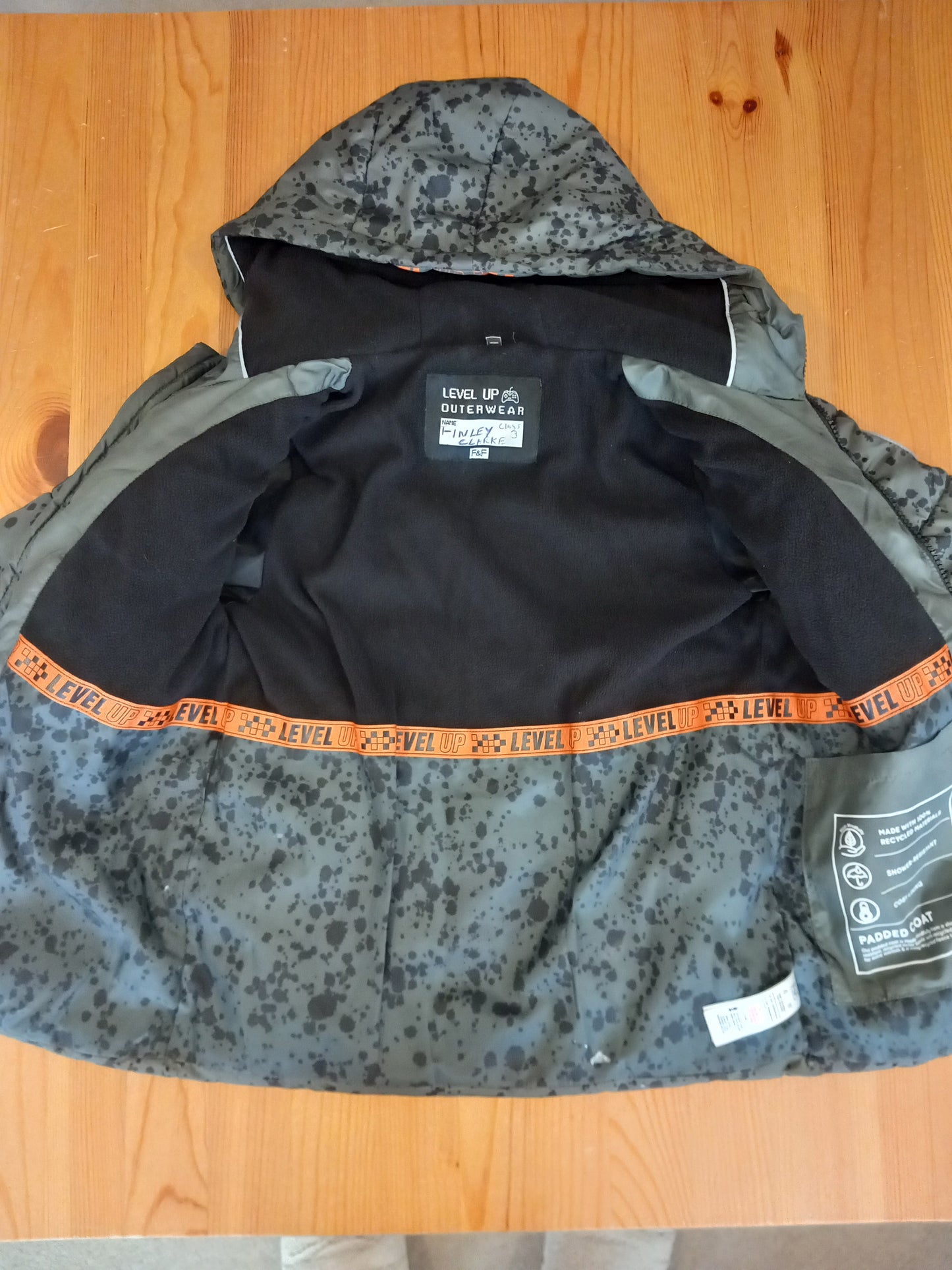 Splash Print Padded Coat - Boys 6-7 years - F&F
