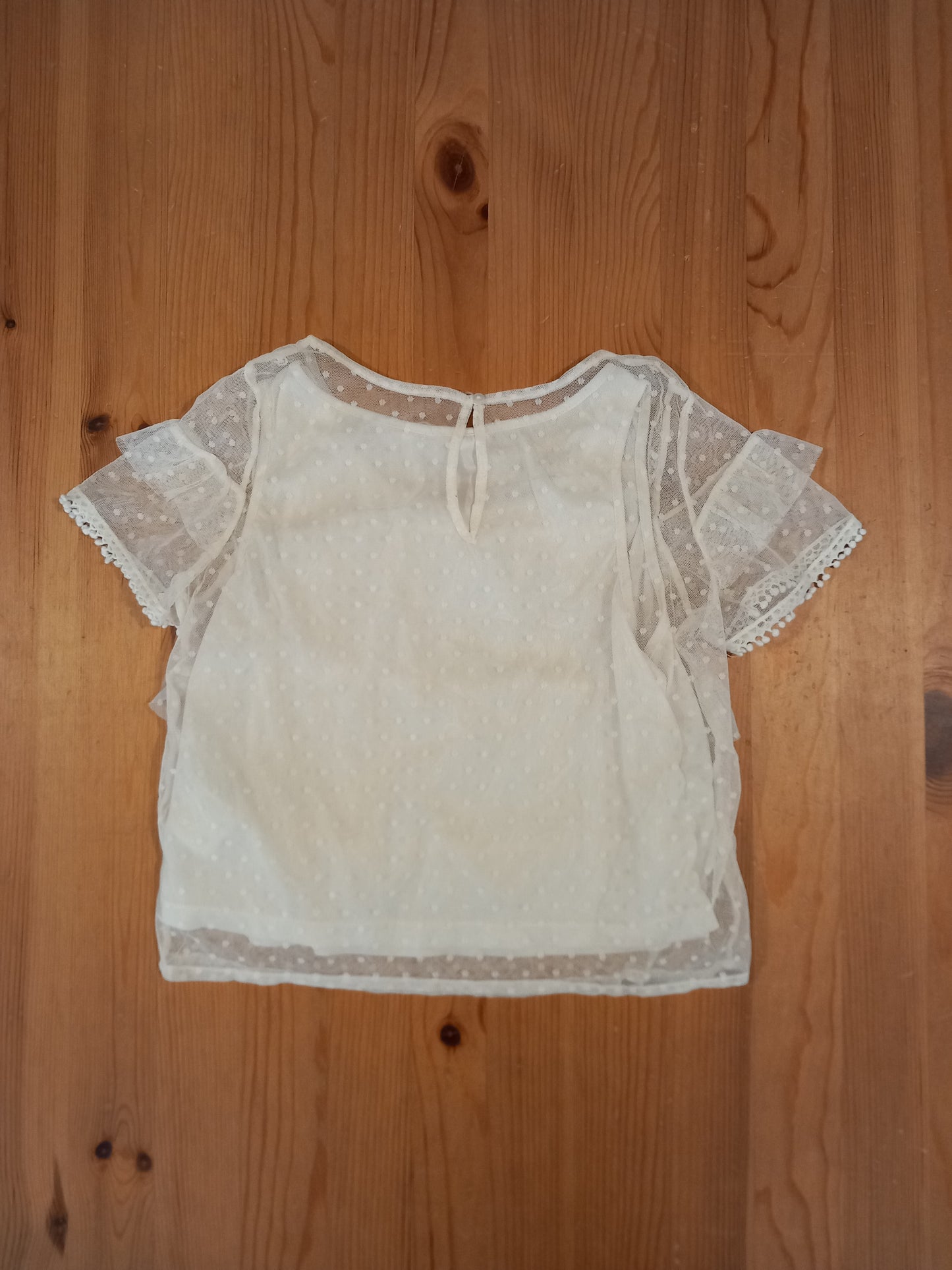 Cream Shorter Length/Cropped Short Sleeve Two Layer Top - Girls 9-10 years - H&M