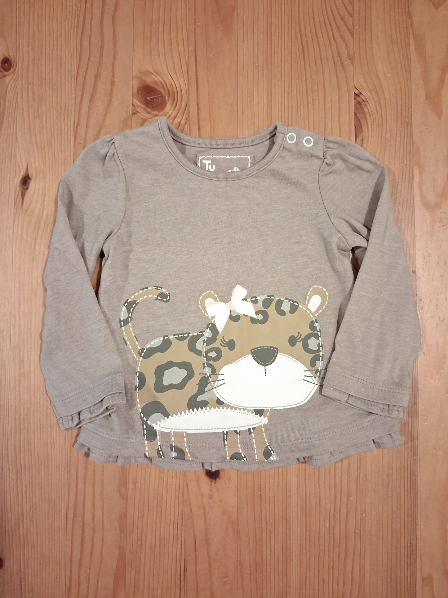 Long Sleeve Leopard Print Top - Girls 6-9 months - TU