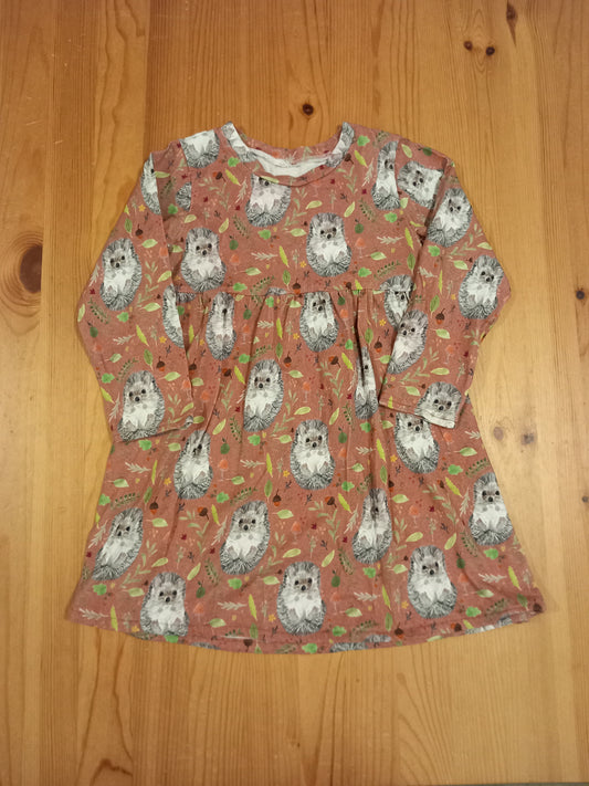 Handmade Long Sleeve Hedgehogs Dress - Girls 4-5 years - Button And Loop Handmade