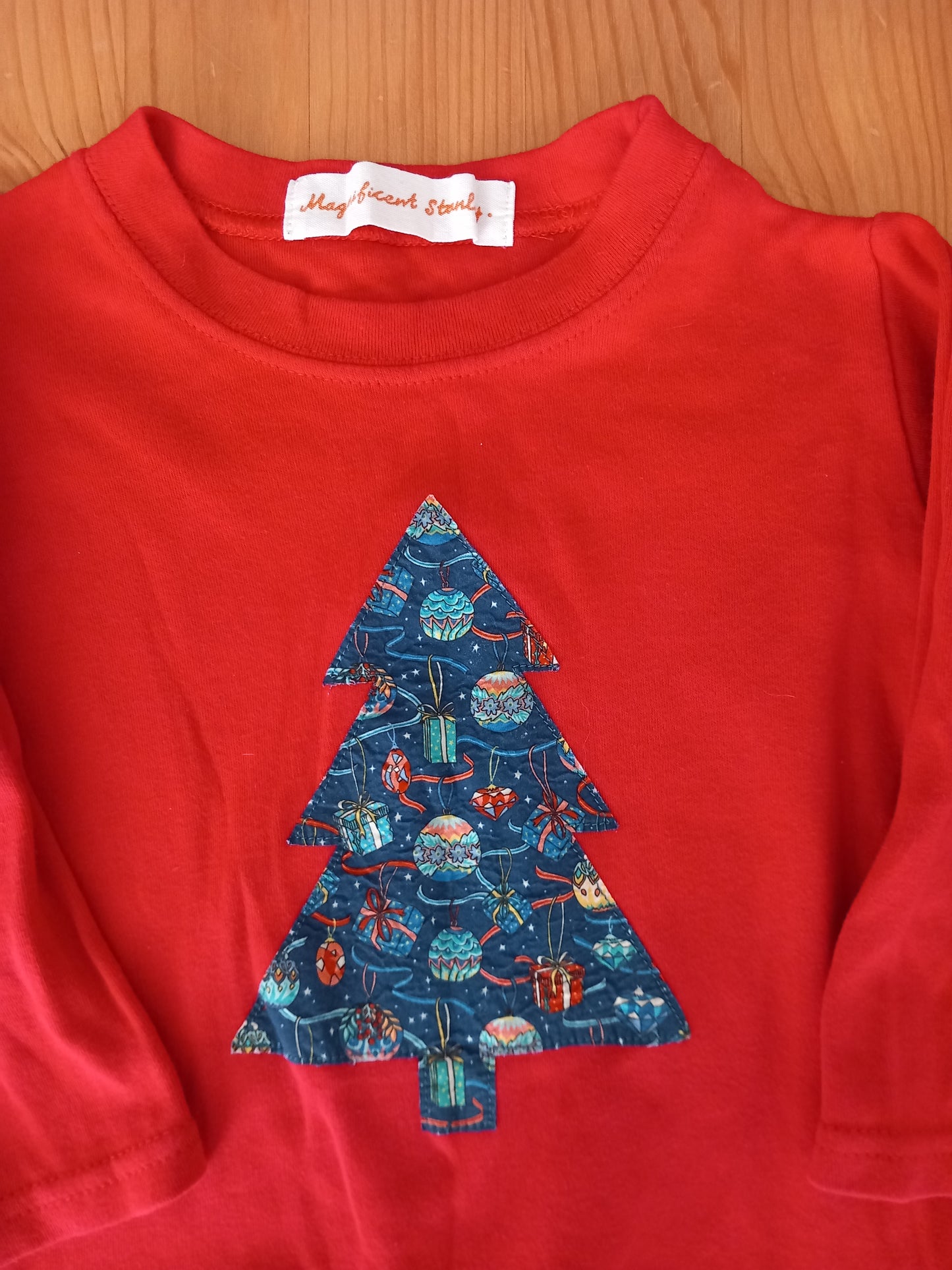 Red Christmas Tree Long Sleeve Top - Unisex 6-12 months - Magnificent Stanley