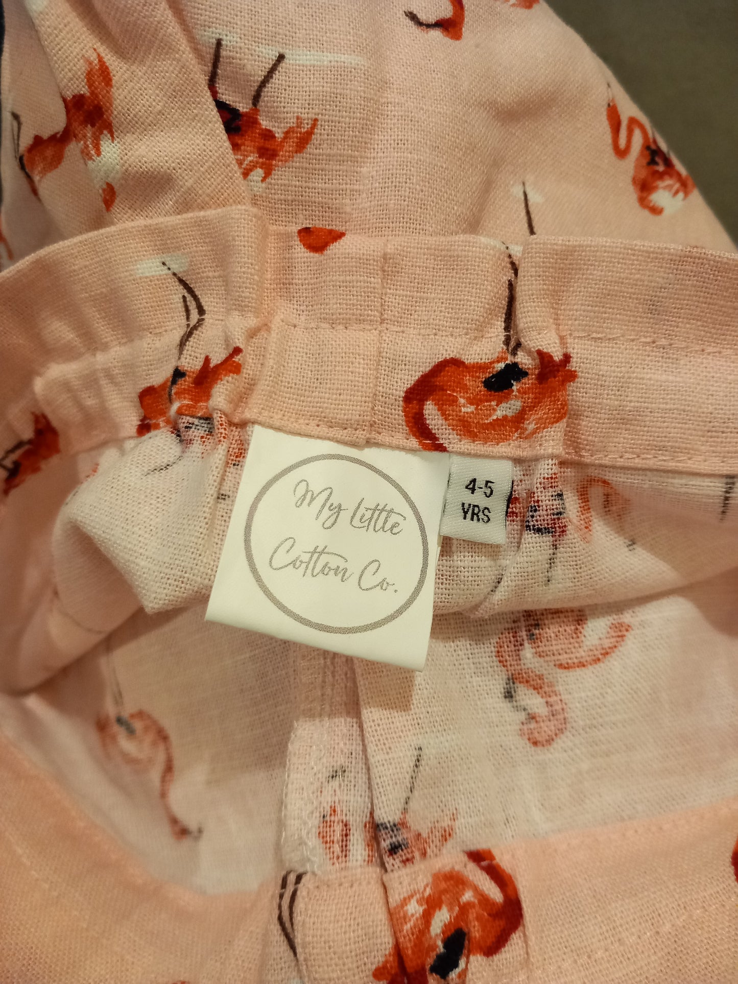 Handmade Flamingo Shorts - Girls 4-5 years - My Little Cotton Co.