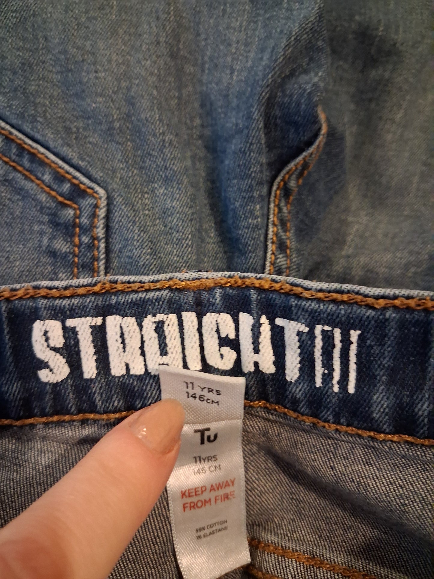 Straight Fit Jeans With Adjustable Waistband - Girls 11 years - TU